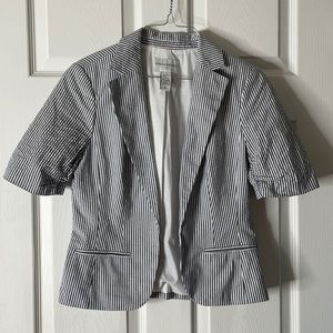 Banana republic seersucker searsucker blue white striped shirt sleeve blazer M